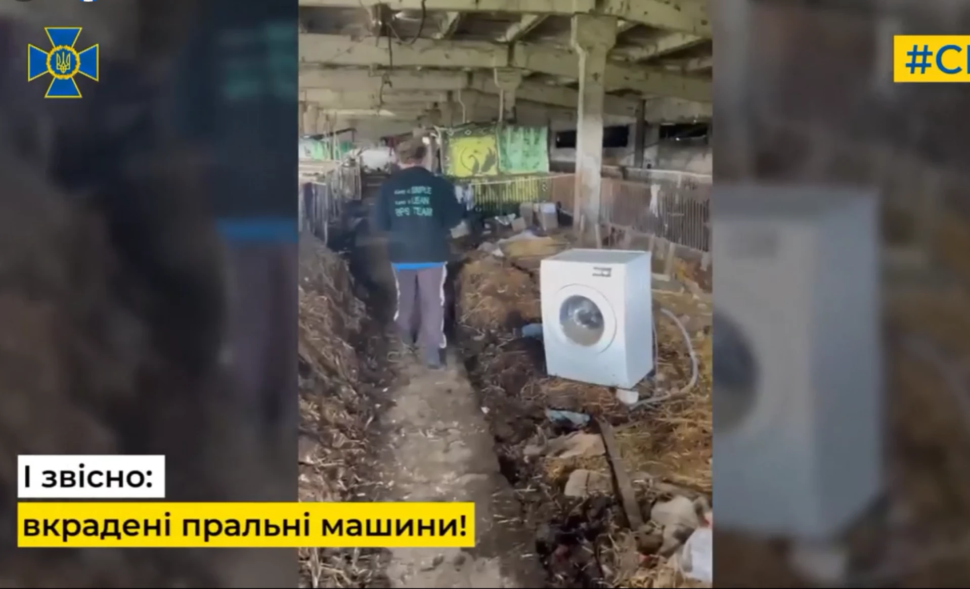 Ділили стіл і сон зі свинями. СБУ показала відео з місця, де жили окупанти
