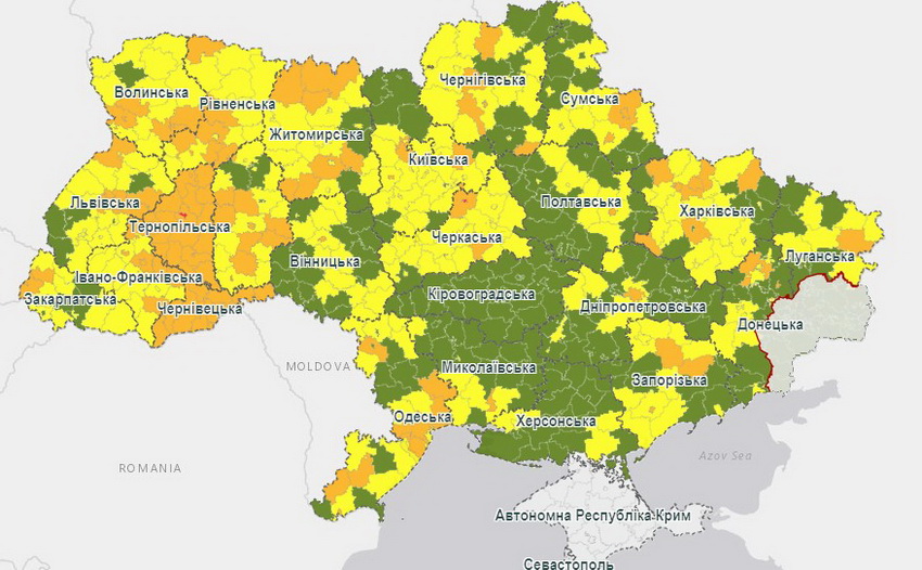 Вінниця – в «помаранчевій» зоні. Ще чотири міста та дванадцять районів області – в «жовтій»  - фото 2