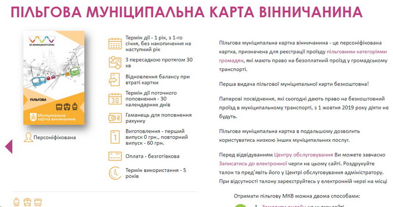 муніципальна карта вінничанина