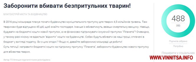 Чи вбиватимуть у Вінниці безпритульних тварин? Офіційна відповідь на петицію