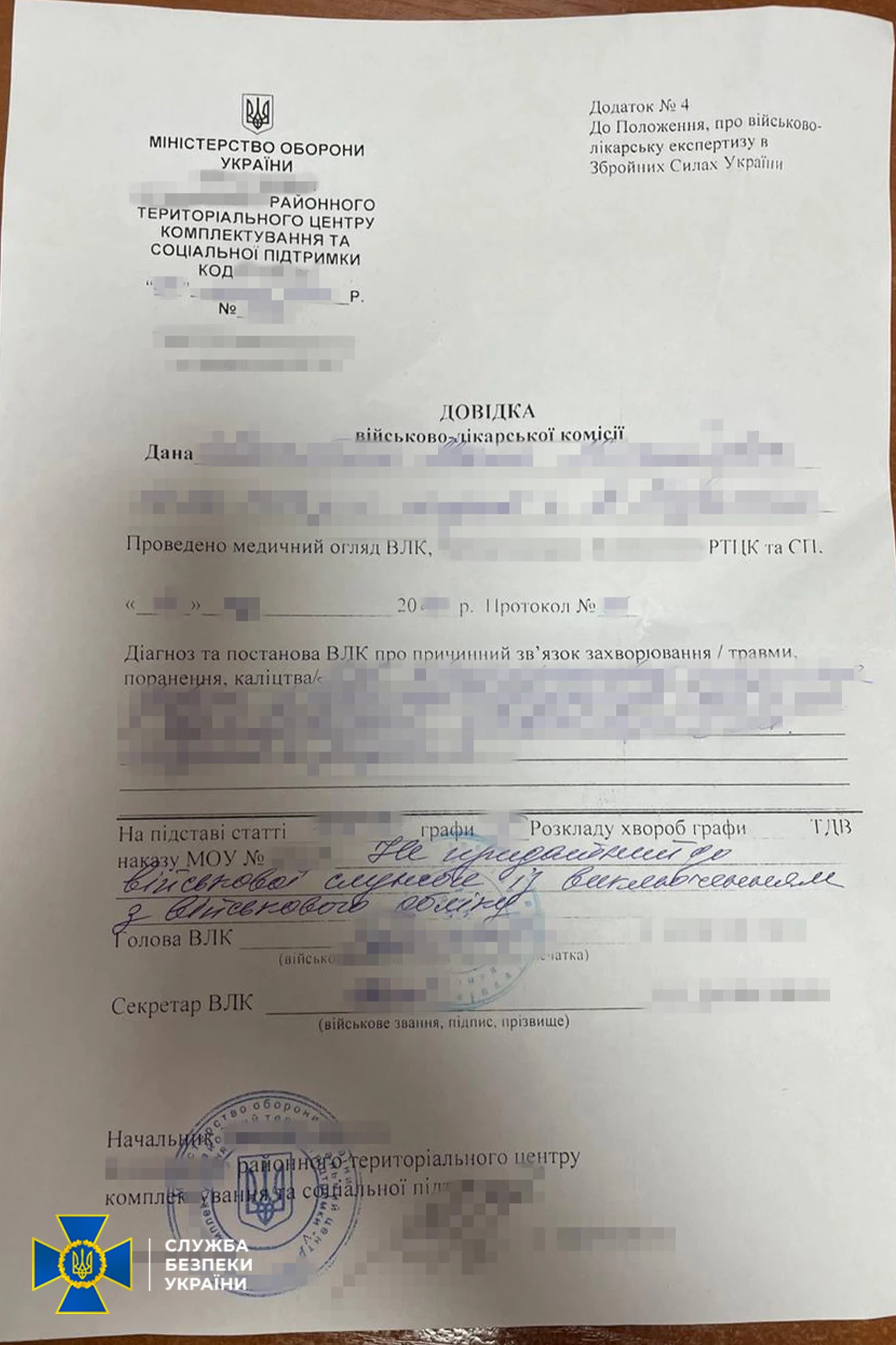 «Списала» пів сотні ухилянтів за 10 млн хабарів: СБУ викрила на Київщині очільницю військової медкомісії та її спільників