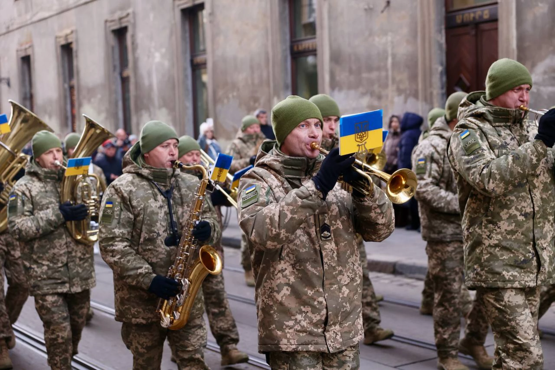 Військовий оркестр зіграв на похороні Степана Гіги. Фото