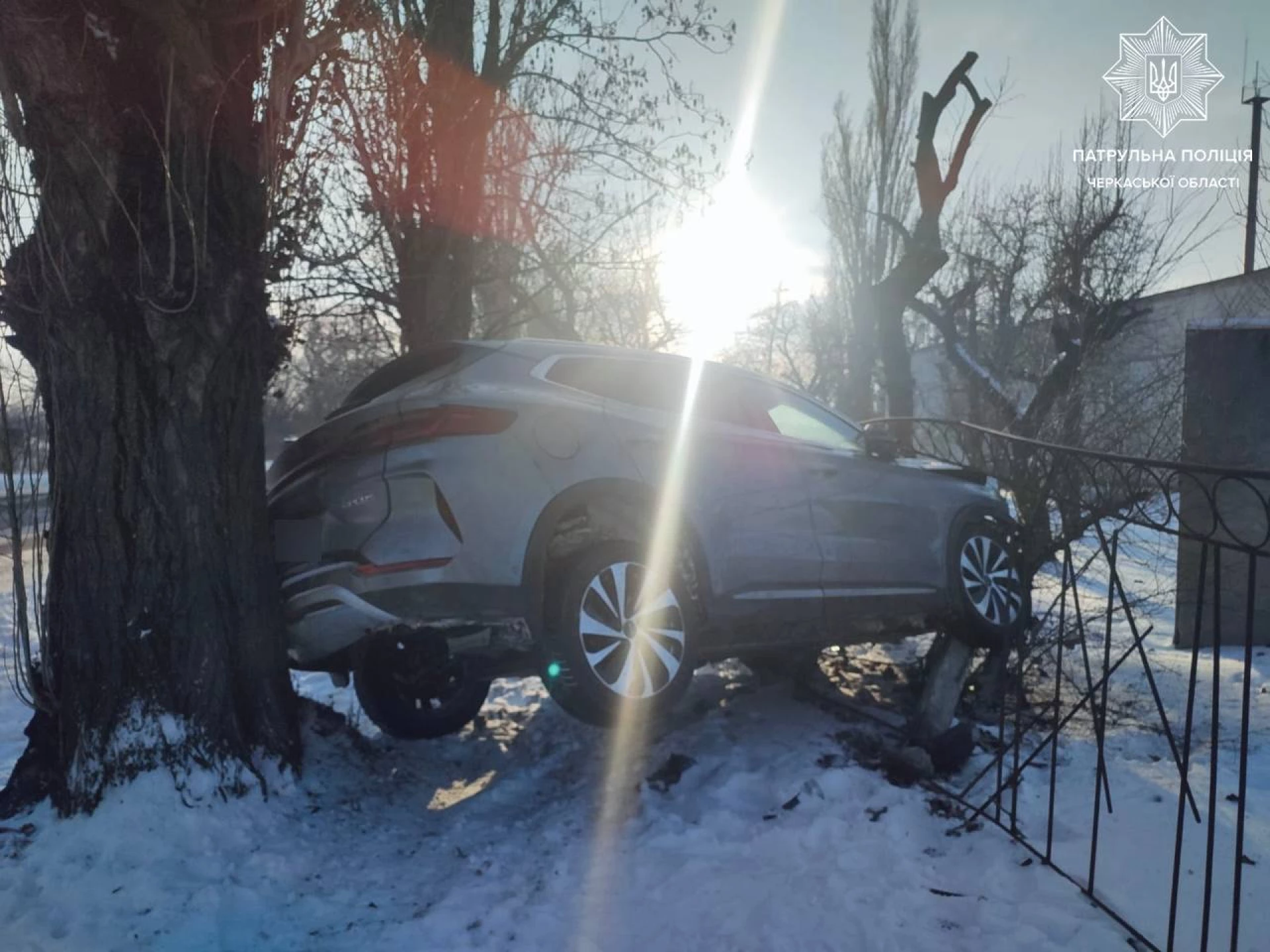 Протаранив паркан і дерево: у Черкасах водій BYD розтрощив авто