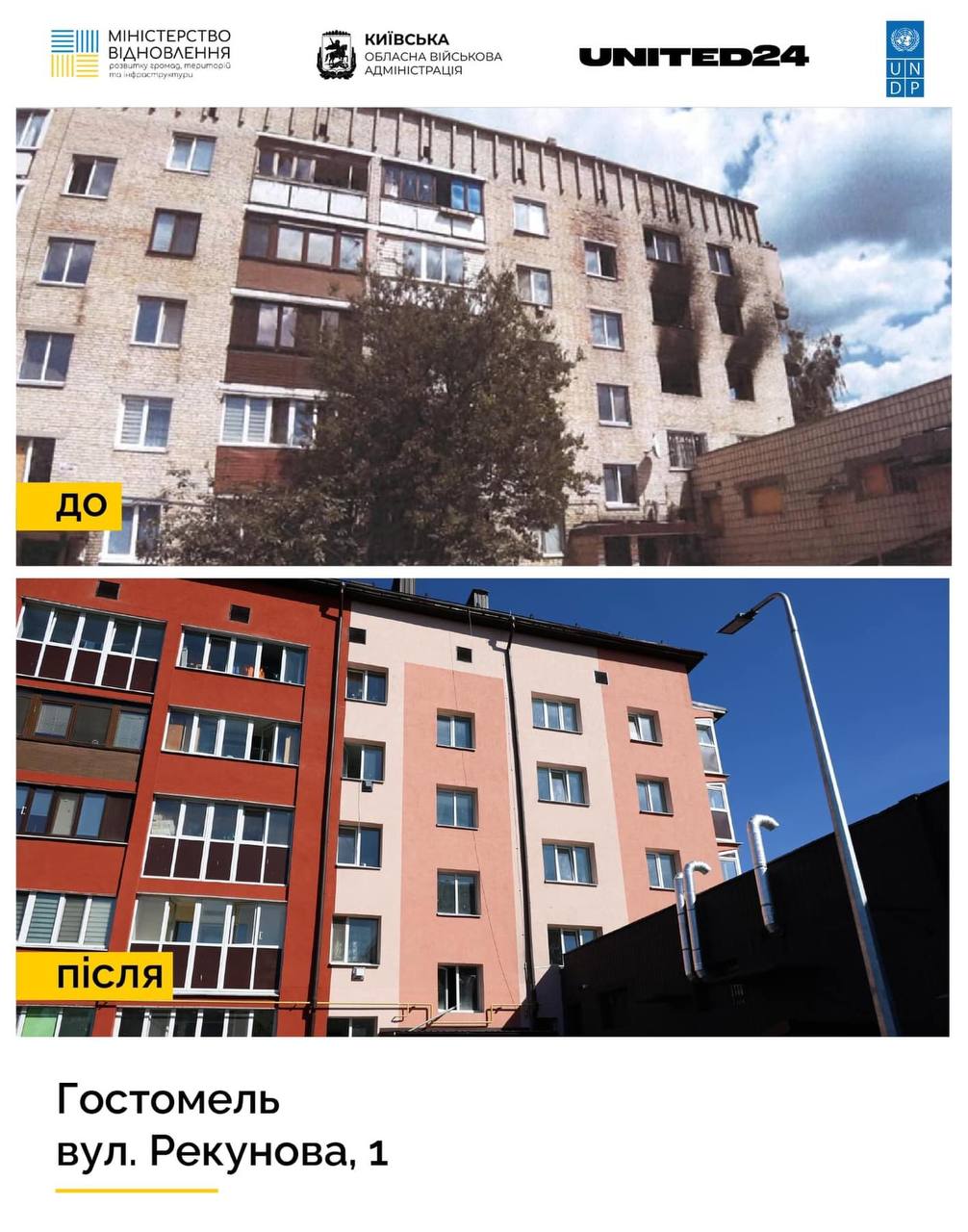 На Київщині відновили багатоквартирний будинок у Гостомелі, що був пошкоджений після наступу росіян