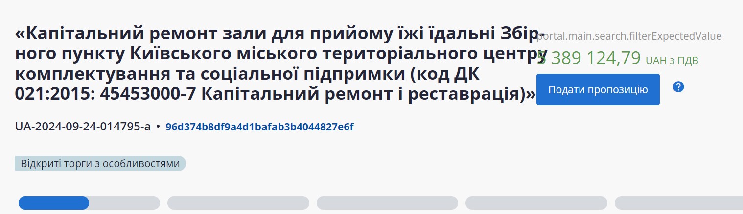 Київський ТЦК відремонтує їдальню за 5,3 млн грн