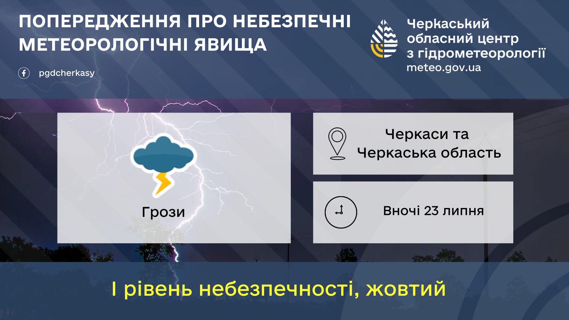 Жителів Черкащини попереджають про небезпечні метеорологічні явища