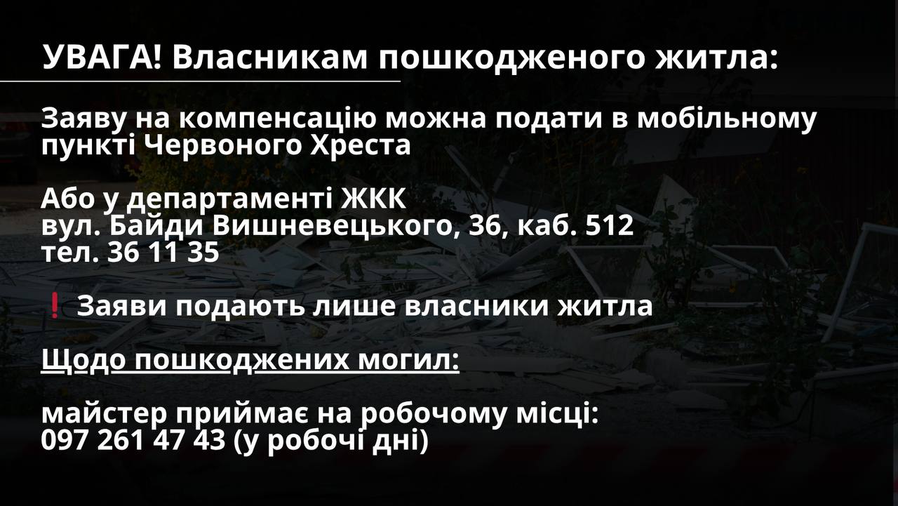 Куди звертатися черкасцям, які постраждали від російського обстрілу: контакти