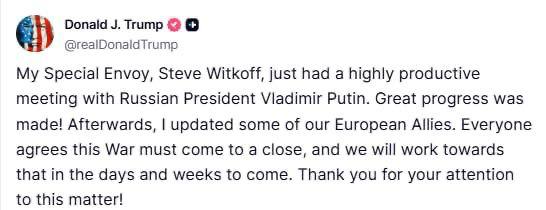 Заяви Трампа і Зеленського після візиту Віткоффа у Москву