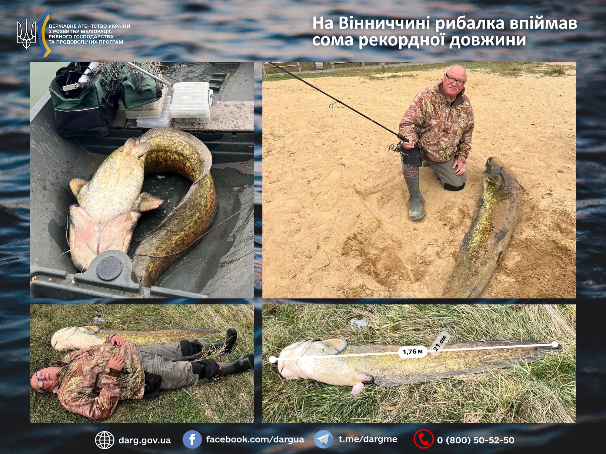 Рибалка з Вінниччини впіймав 40-кілограмового сома