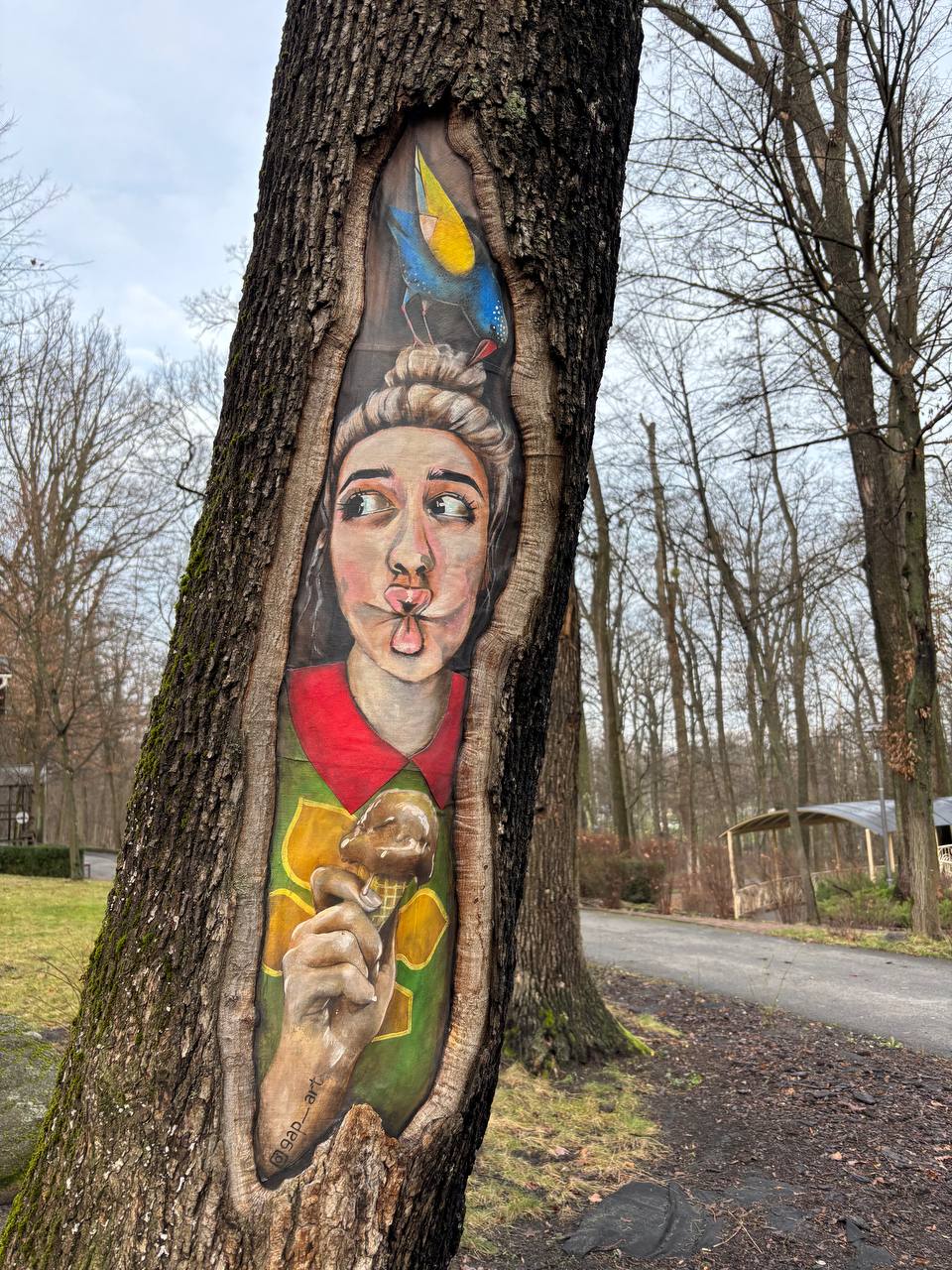 У Бучі мисткиня створила «арт-пластирі» на пошкоджених деревах - фото 2