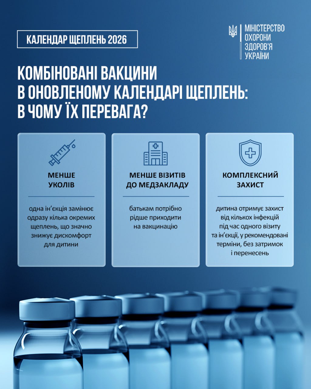 Календар щеплень-2026: українці отримуватимуть комбіновані вакцини