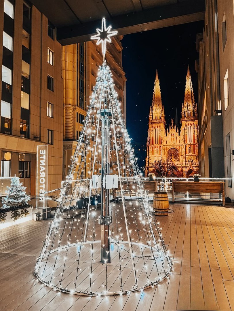 Біля Костелу святого Миколая в Києві встановили новорічну ялинку - фото 3