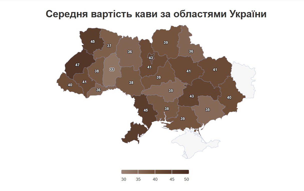 Яка середня вартість чашки кави на Вінниччині