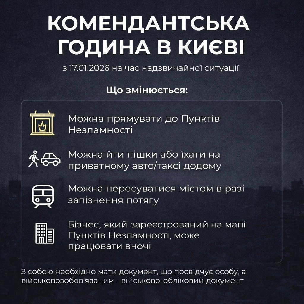 Нові правила у комендантську годину діятимуть в Києві