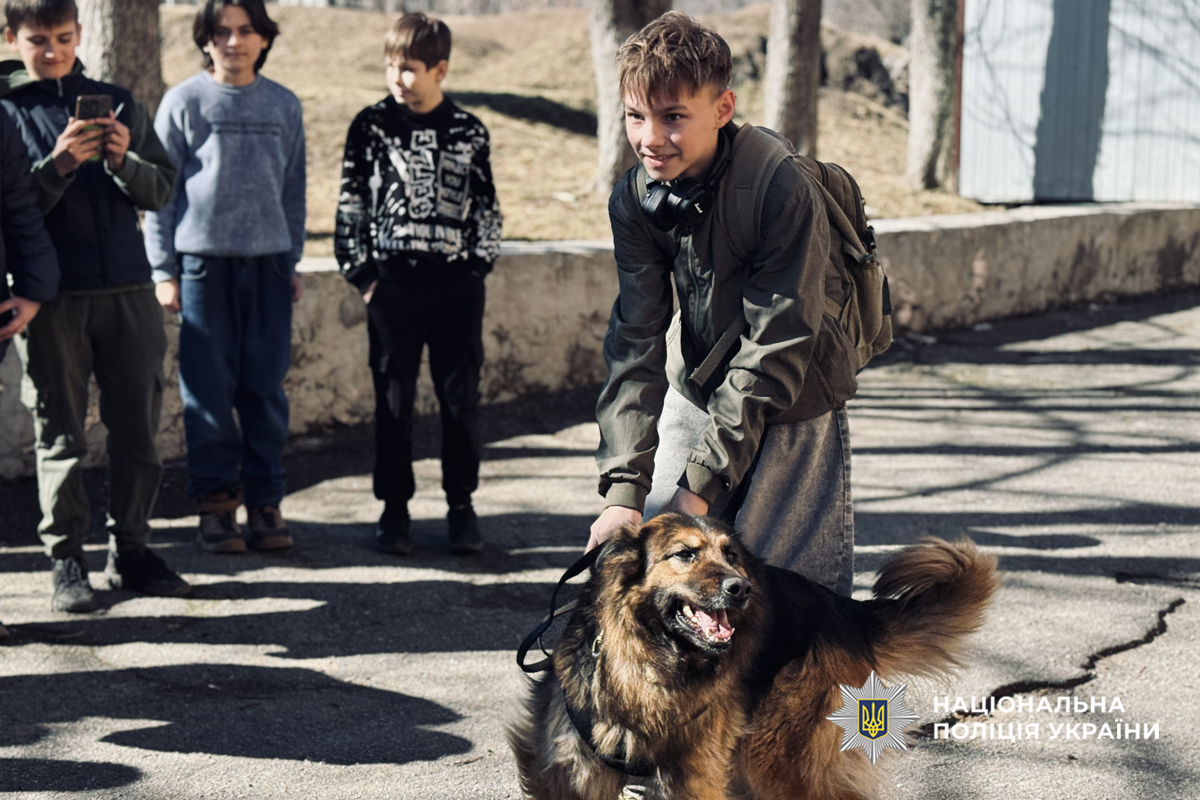 Черкаські кінологи провели заняття у Чигиринському ліцеї імені Богдана Хмельницького. Фото