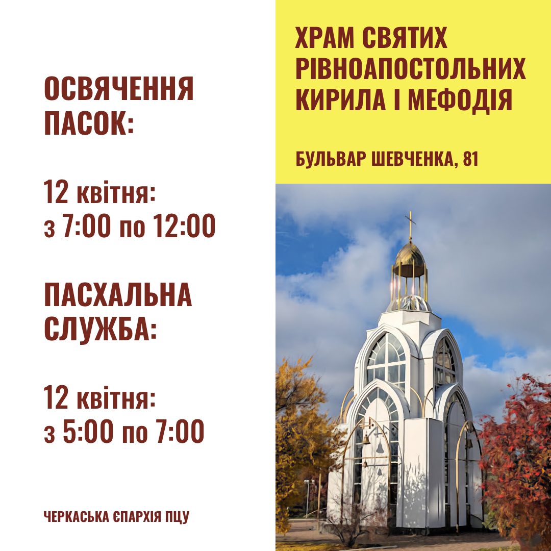 Великдень у Черкасах: коли у храмах освячуватимуть кошики