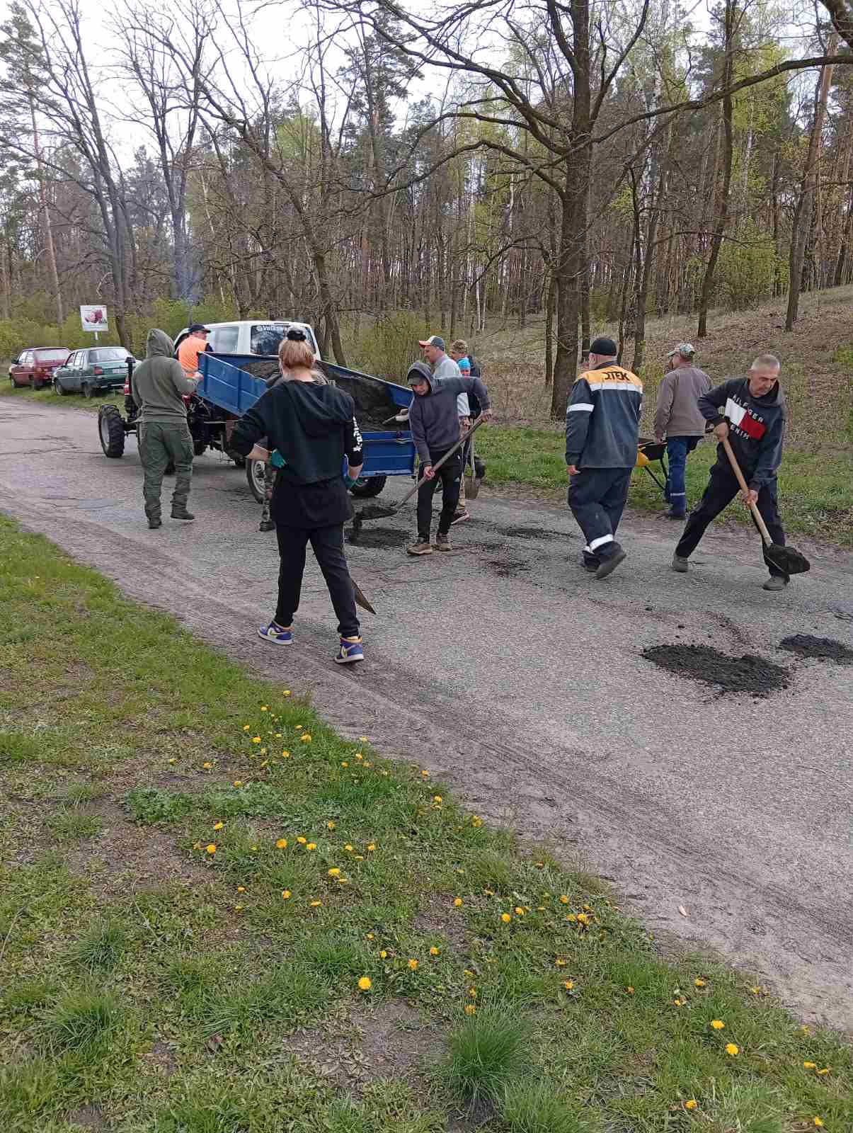 Цеглою закривали «кратери»: жителі селища на Черкащині самотужки залатали дорогу - фото 6