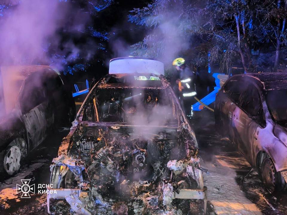 У Печерському районі Києва вночі згорів BMW, вогонь перекинувся ще на два авто - фото 4