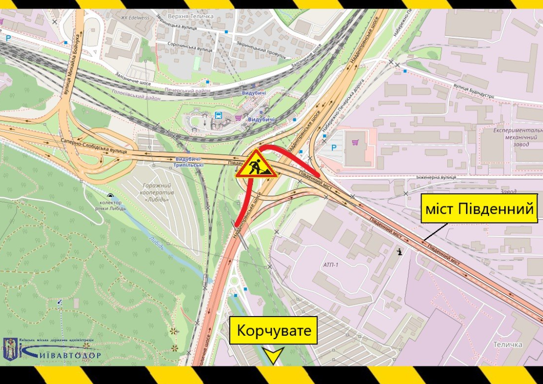 Із 15 до 18 вересня частково обмежуватимуть рух Південним мостом