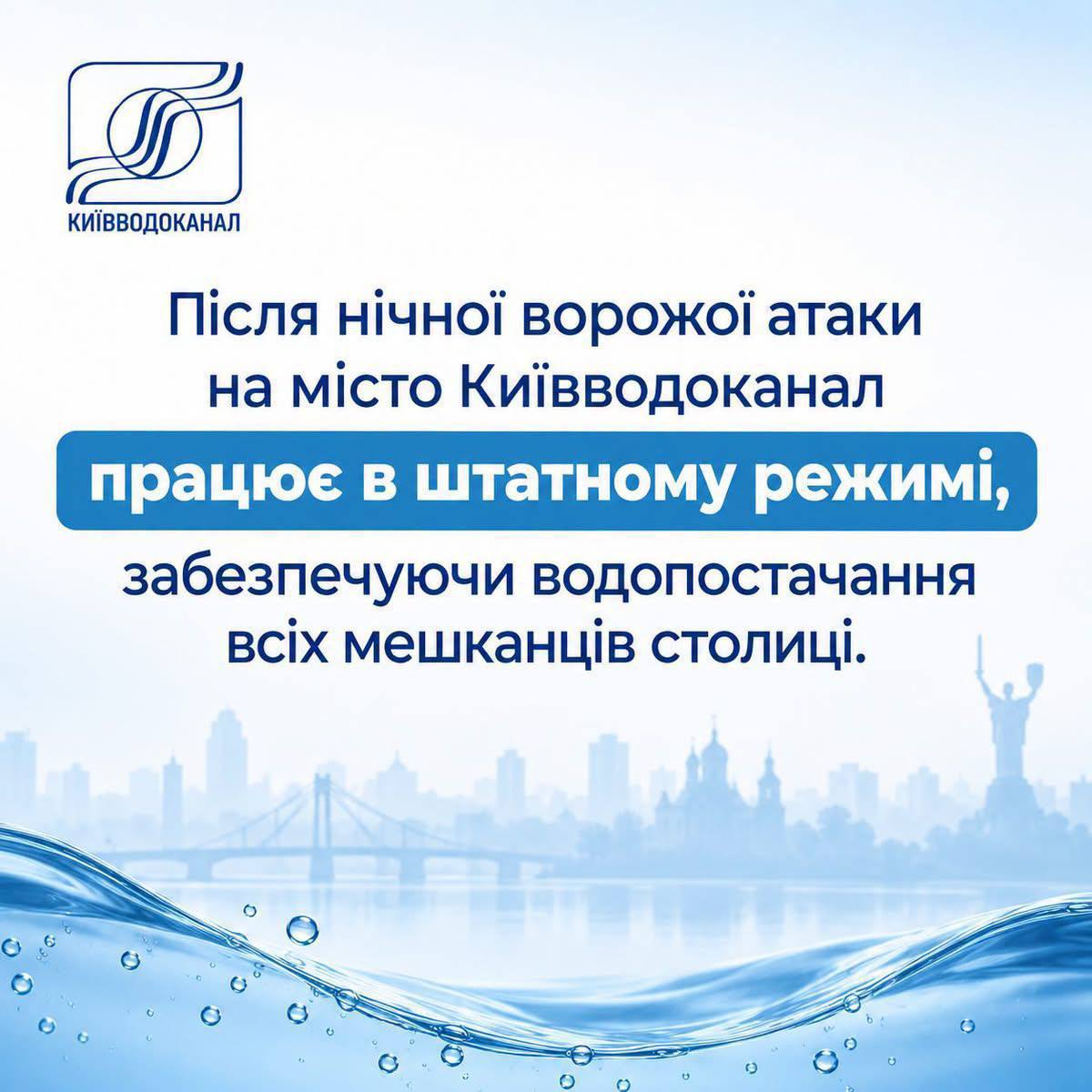 У Києві повністю відновили водопостачання після атаки рф