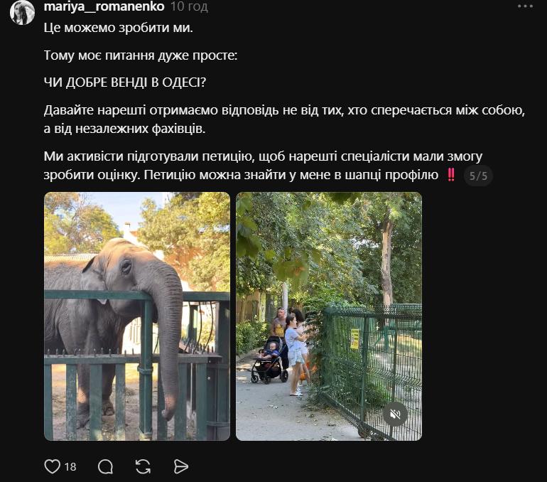 В Одесі закликають перевірити умови утримання слонихи Венді - фото 2