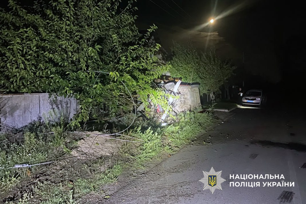 П’яна дівчина на автомобілі Toyota врізалася у паркан і повалила стовп - фото 2
