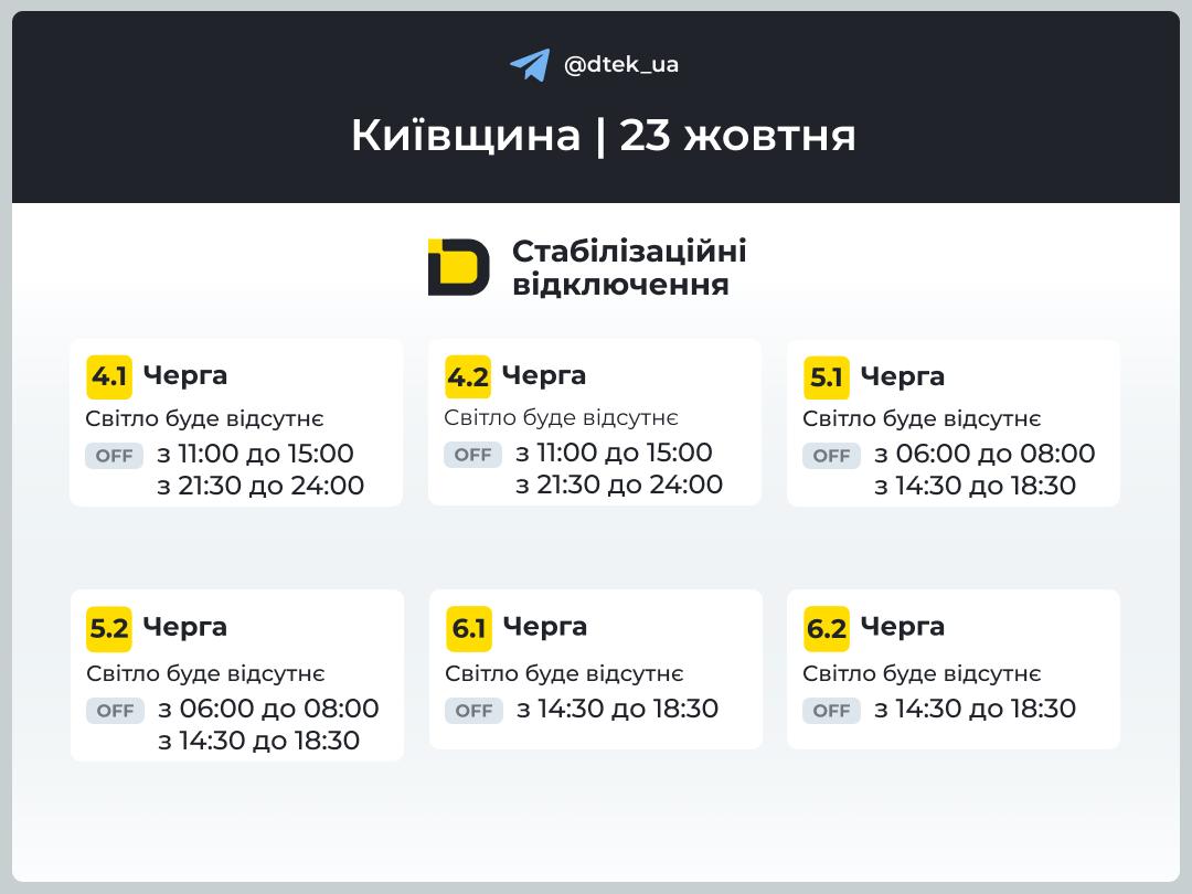Як будуть відключати світло у Києві та на Київщині 23 жовтня - фото 2